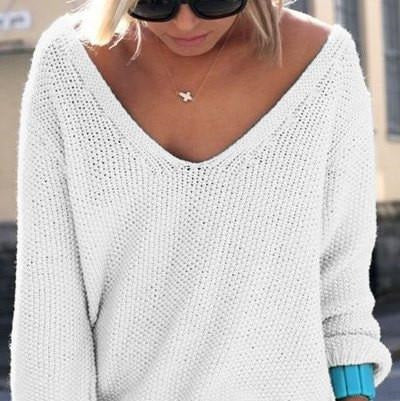 Womens V Neck Knit Sweater